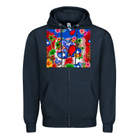 Navy puerto rico hearts Zipper Hoodie - Zillion Design Studio