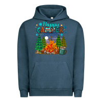 Pigment Midnight Navy happy camper Urban Hoodie - MaliasSmallBusiness