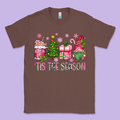 Pink Christmas 'tis The Season Gnome Classic Tee Designed By Zillion Design Studio