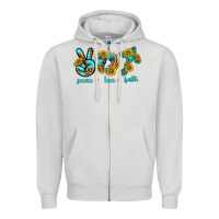 Dove Grey peace love faith Zipper Hoodie - texasbilliewilder