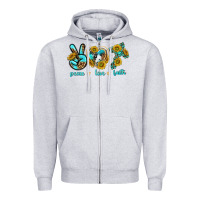 Heather Grey peace love faith Zipper Hoodie - texasbilliewilder