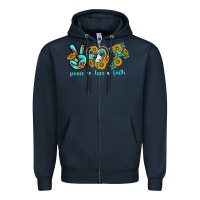 Navy peace love faith Zipper Hoodie - texasbilliewilder