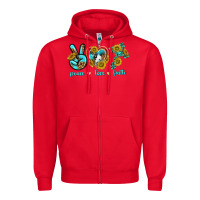 Red peace love faith Zipper Hoodie - texasbilliewilder