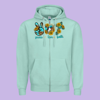 Zipper Hoodie peace love faith