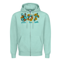 Seafoam peace love faith Zipper Hoodie - texasbilliewilder