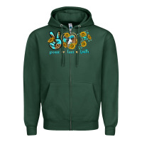 Sports Green peace love faith Zipper Hoodie - texasbilliewilder
