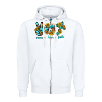 White peace love faith Zipper Hoodie - texasbilliewilder
