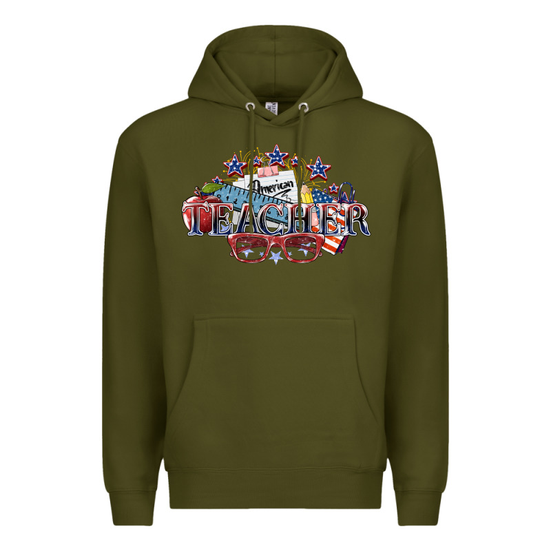 American Teacher Premium Hoodie by NancyCooperArtShop | Teevron