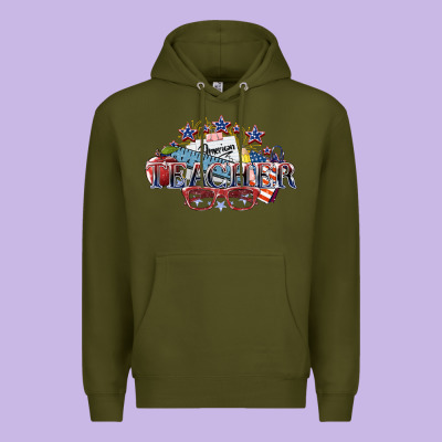 American Teacher Premium Hoodie Designed By Nancycooperartshop
