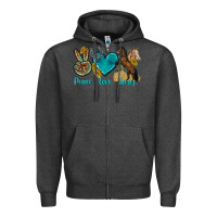 Charcoal Heather peace love horses tbw Zipper Hoodie - texasbilliewilder