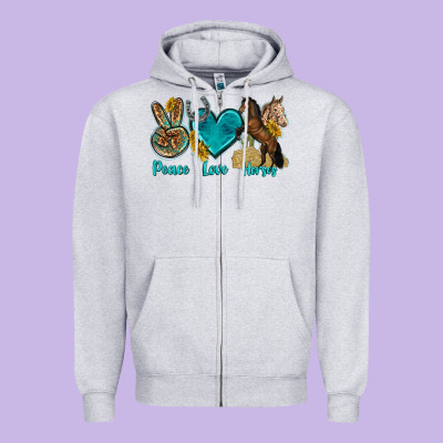 Zipper Hoodie peace love horses tbw