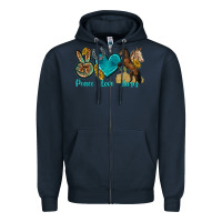 Navy peace love horses tbw Zipper Hoodie - texasbilliewilder