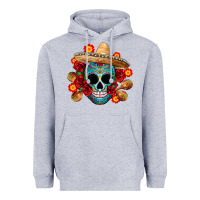 Heather Grey mexico skull Heavyweight Hoodie - CTS Tumbler Store