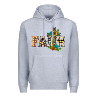 Heather Grey faith with cross Premium Hoodie - BarkalooDesign