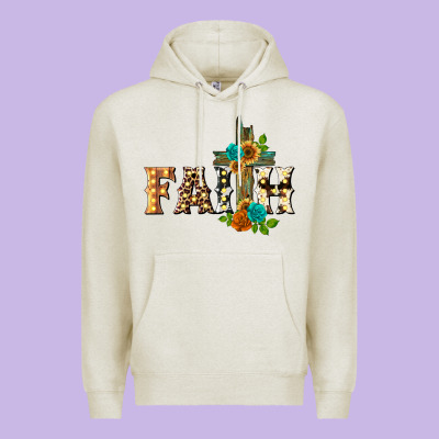 Faith With Cross Premium Hoodie Designed By Barkaloodesign
