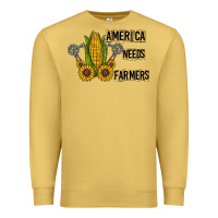 Antique Gold america needs farmers Premium Sweatshirt - CowhideDigitalArt