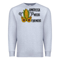 Heather Grey america needs farmers Premium Sweatshirt - CowhideDigitalArt
