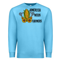 Ocean Blue america needs farmers Premium Sweatshirt - CowhideDigitalArt