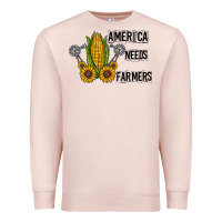 Pale Pink america needs farmers Premium Sweatshirt - CowhideDigitalArt