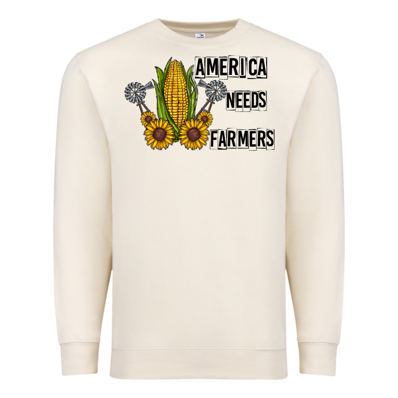 America Needs Farmers Premium Sweatshirt by CowhideDigitalArt | Teevron