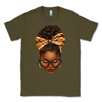 Army Green plaid bandana afro woman Classic Tee - texasbilliewilder