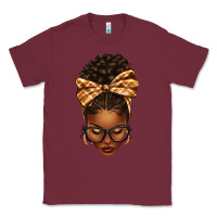 Burgundy plaid bandana afro woman Classic Tee - texasbilliewilder