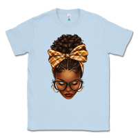 Dusty Blue plaid bandana afro woman Classic Tee - texasbilliewilder