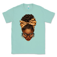 Seafoam plaid bandana afro woman Classic Tee - texasbilliewilder