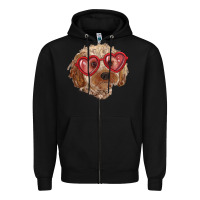 Black toy poodle with love glasses Zipper Hoodie - RanaPortraitStore