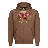 Chestnut toy poodle with love glasses Zipper Hoodie - RanaPortraitStore