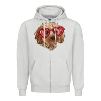 Dove Grey toy poodle with love glasses Zipper Hoodie - RanaPortraitStore