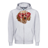 Heather Grey toy poodle with love glasses Zipper Hoodie - RanaPortraitStore