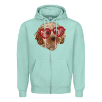Seafoam toy poodle with love glasses Zipper Hoodie - RanaPortraitStore
