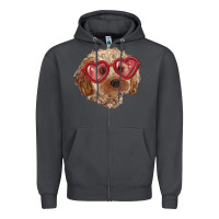 Smoke toy poodle with love glasses Zipper Hoodie - RanaPortraitStore