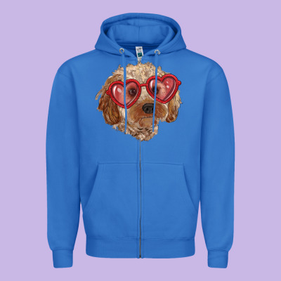 Zipper Hoodie toy poodle with love glasses