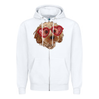 White toy poodle with love glasses Zipper Hoodie - RanaPortraitStore