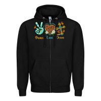 Black peace love jesus Zipper Hoodie - texasbilliewilder