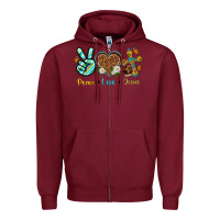 Burgundy peace love jesus Zipper Hoodie - texasbilliewilder