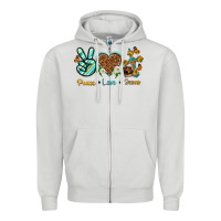 Dove Grey peace love jesus Zipper Hoodie - texasbilliewilder