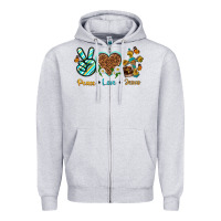 Heather Grey peace love jesus Zipper Hoodie - texasbilliewilder