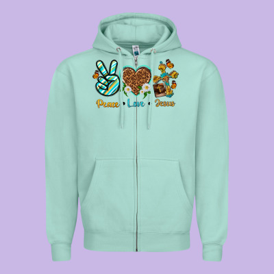 Zipper Hoodie peace love jesus