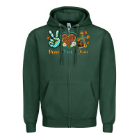 Sports Green peace love jesus Zipper Hoodie - texasbilliewilder