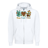 White peace love jesus Zipper Hoodie - texasbilliewilder