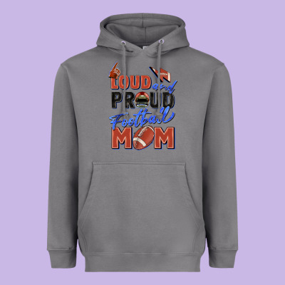 Loud And Proud Football Mom Heavyweight Hoodie Designed By Zillion Design Studio