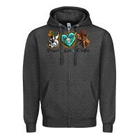 Charcoal Heather peace love rodeo Zipper Hoodie - texasbilliewilder