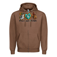 Chestnut peace love rodeo Zipper Hoodie - texasbilliewilder
