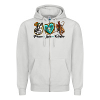 Dove Grey peace love rodeo Zipper Hoodie - texasbilliewilder
