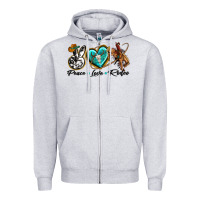Heather Grey peace love rodeo Zipper Hoodie - texasbilliewilder