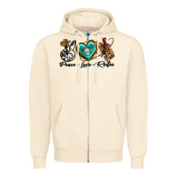 Sandshell peace love rodeo Zipper Hoodie - texasbilliewilder