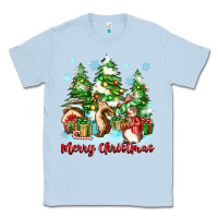 Dusty Blue merry christmas rabbits Classic Tee - Zillion Design Studio